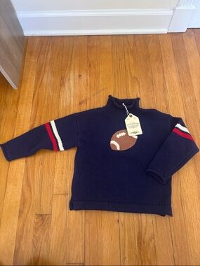 Navy Football Knit Sweater - Kids